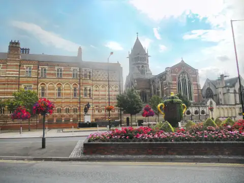 Rugby College's historic facade, located in the heart of Rugby where we provide comprehensive care support