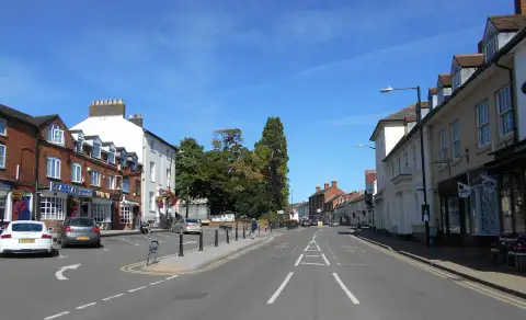 Traditional Market Street in Southam town centre, a key area for our domiciliary care services